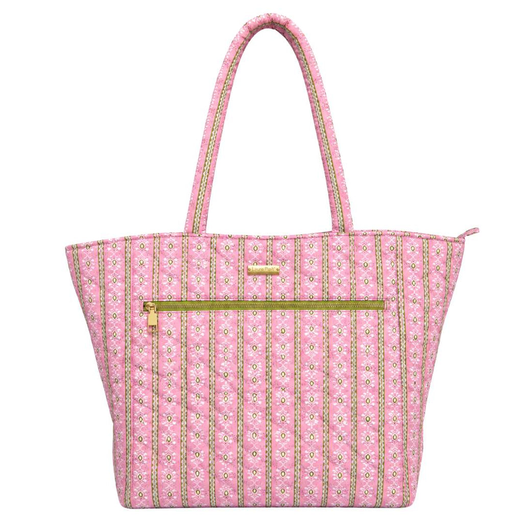 Rosemary Stripe Pink Tote Bag | Laura Park
