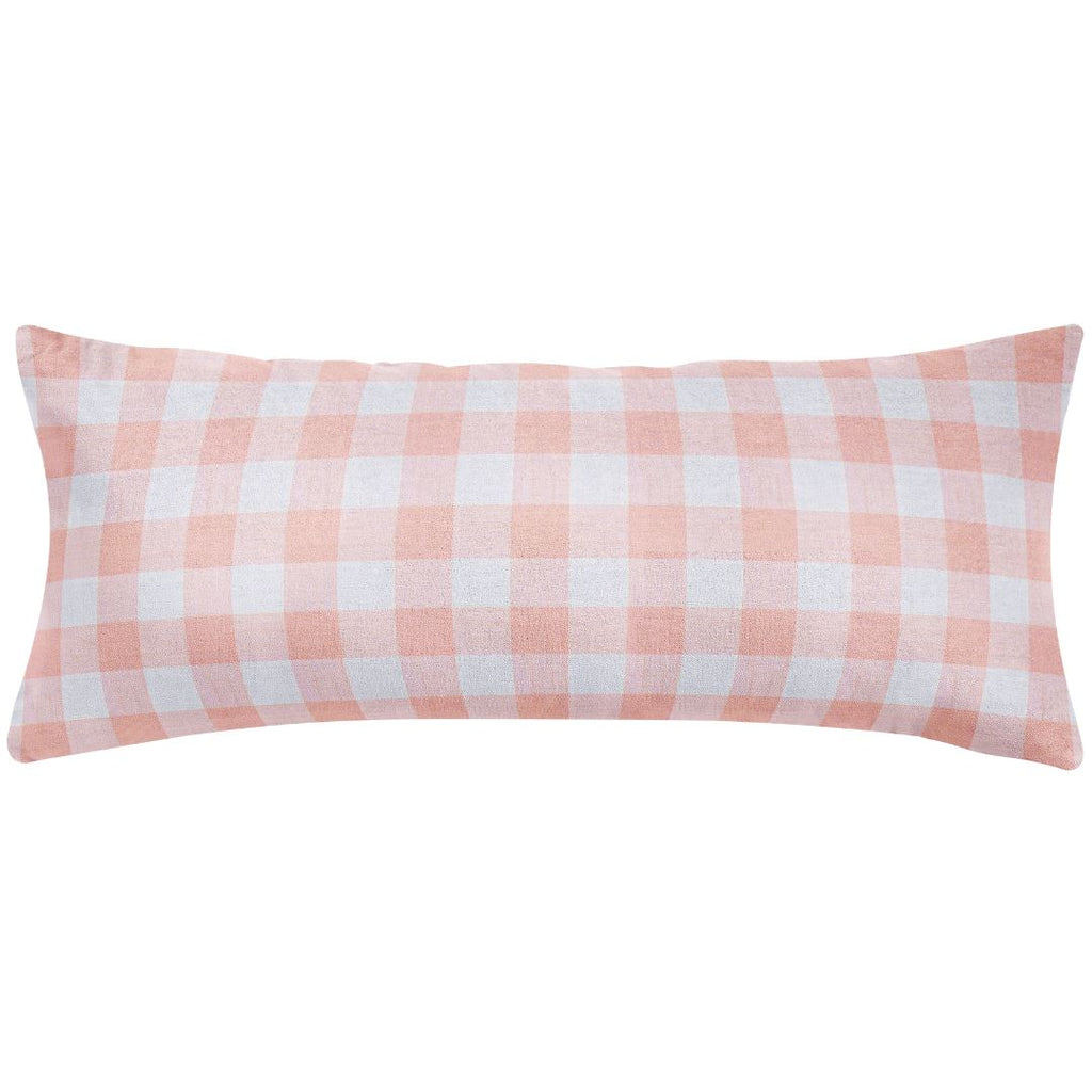 Gingham Coral 14x36 Decorative Pillow