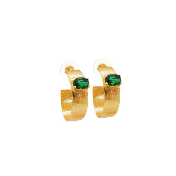 Pieces x Laura Park, The Gameday Hoop Earrings - Emerald