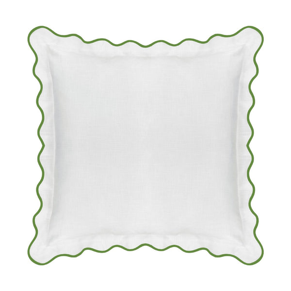 Scalloped Euro Sham Green White Laura Park