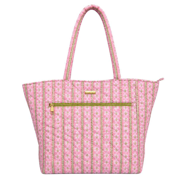 Rosemary Stripe Pink Tote Bag | Laura Park