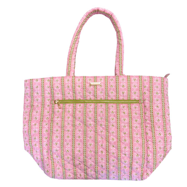 Rosemary Stripe Pink Tote Bag | Laura Park
