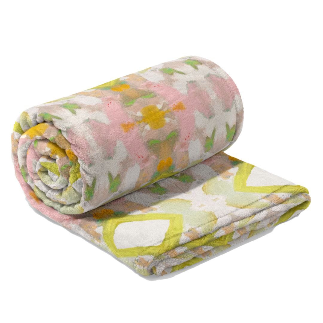 White Lotus Fleece Blanket Laura Park