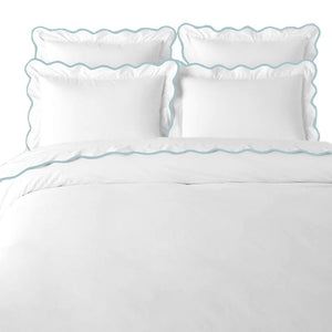 Scalloped Duvet Cover, Blue / White