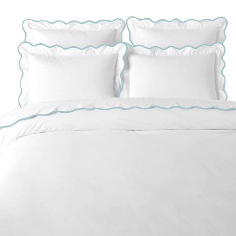 Scalloped Duvet Cover, Blue / White