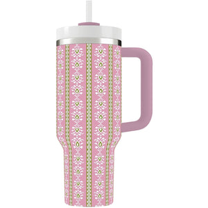 Rosemary Stripe Pink Travel Tumbler | Laura Park