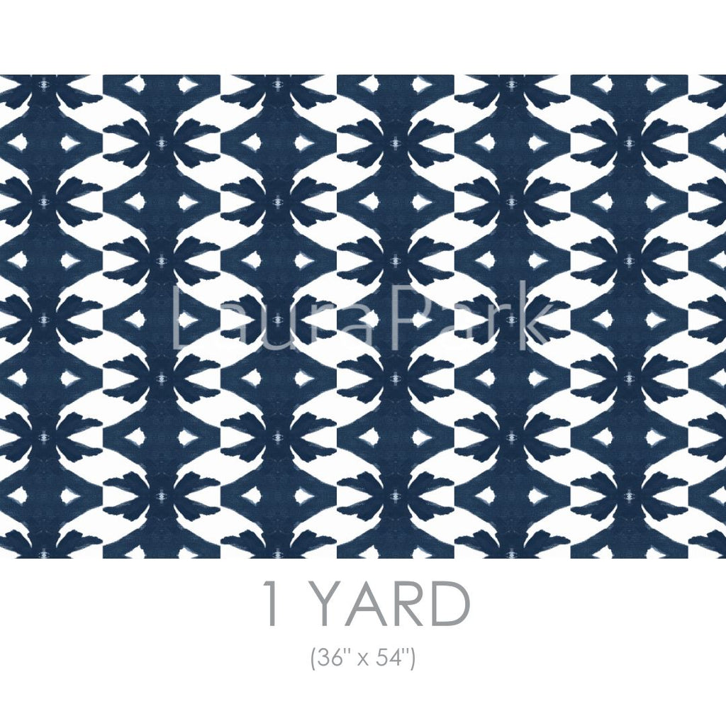 Palm Navy Fabric by the Yard