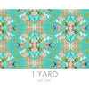 Stained Glass Turquoise Fabric by the Yard