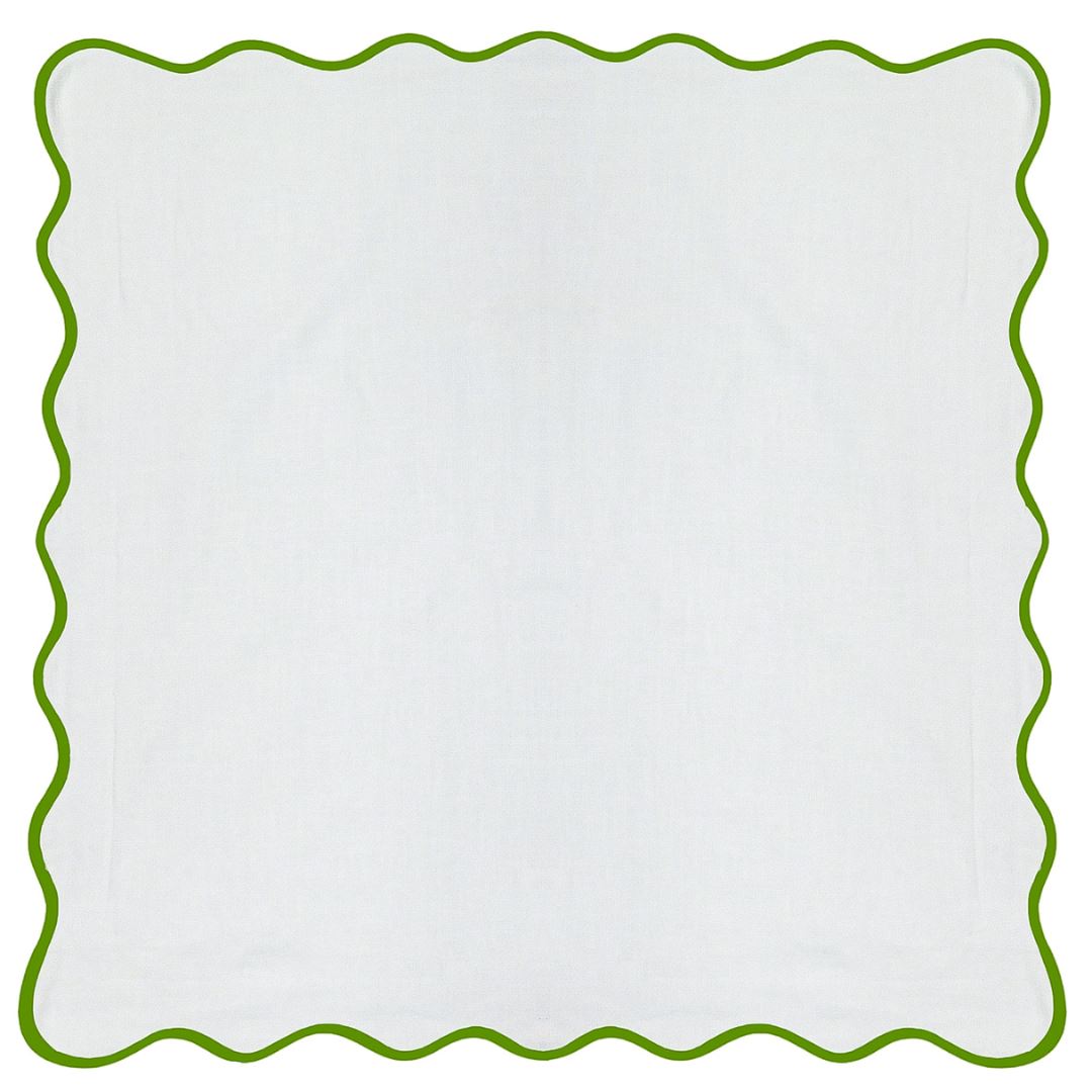 Scalloped Euro Sham, Green / White Laura Park