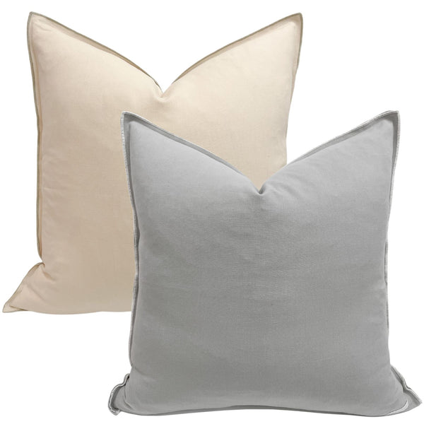 Ecru/Gray Two-Toned 22x22 Decorative Pillow