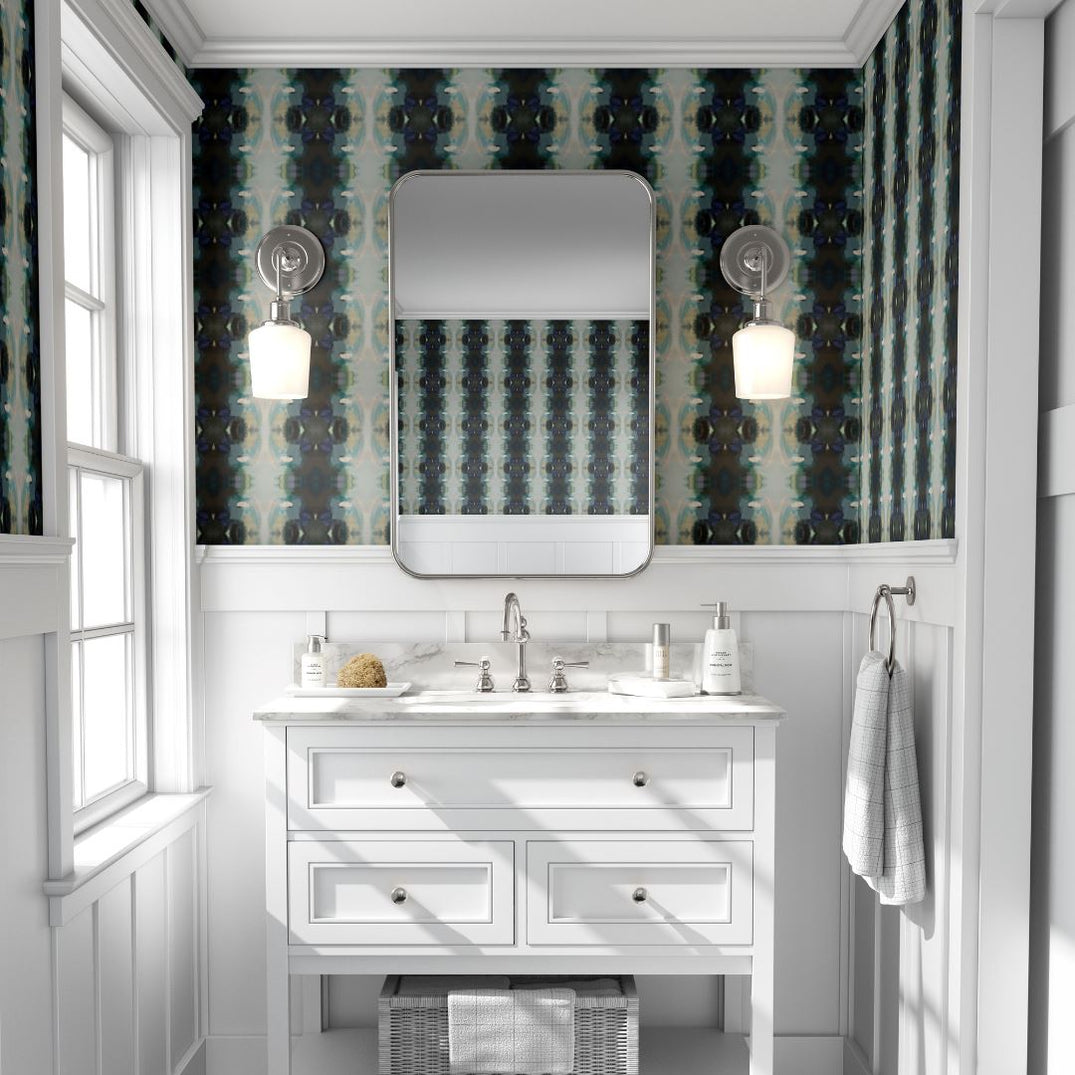 Orchid Blossom Navy Wallpaper Laura Park