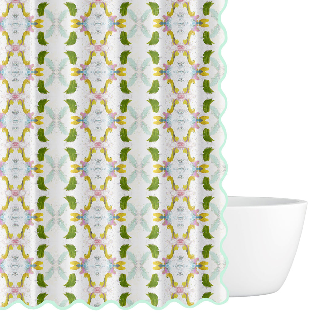 Dogwood Scalloped Shower Curtain Laura Park Dogwood scalloped shower curtain laura park