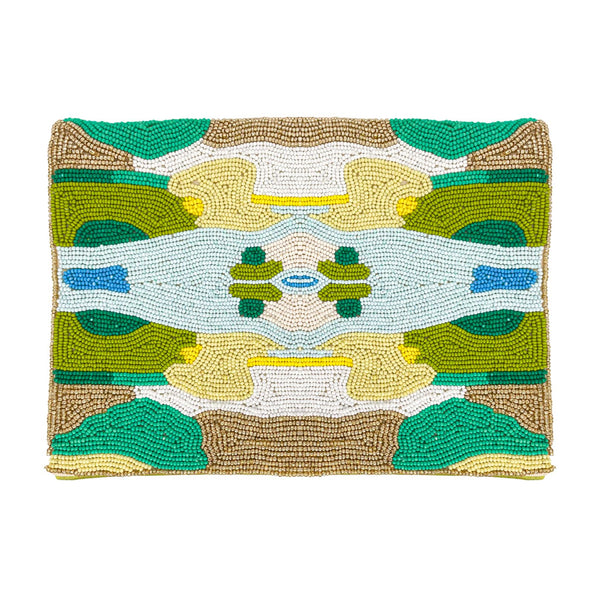 Coral Bay Green Beaded Clutch