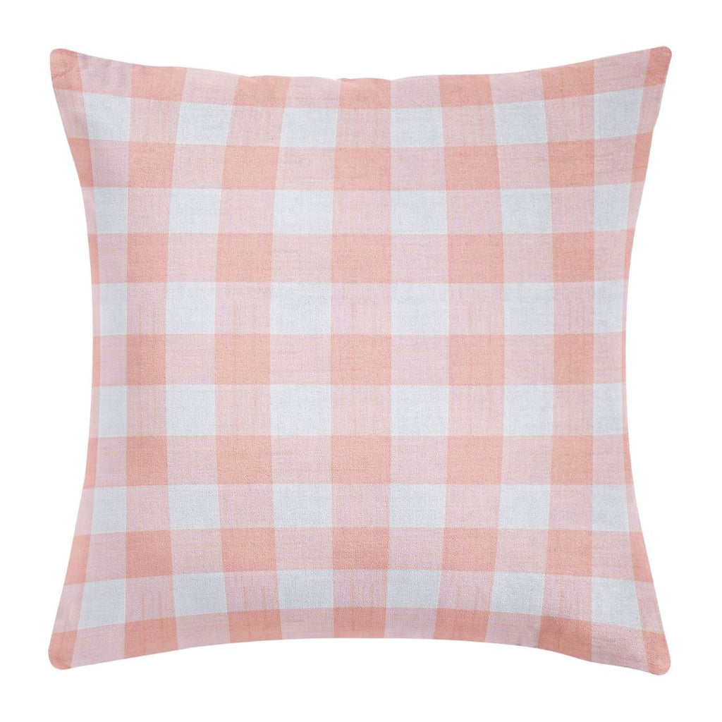 Gingham Coral 22x22 Decorative Pillow