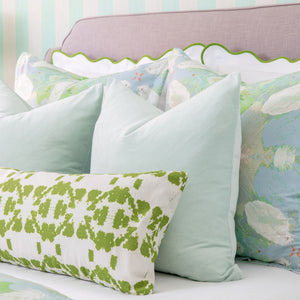 Scalloped Euro Sham, Green / White