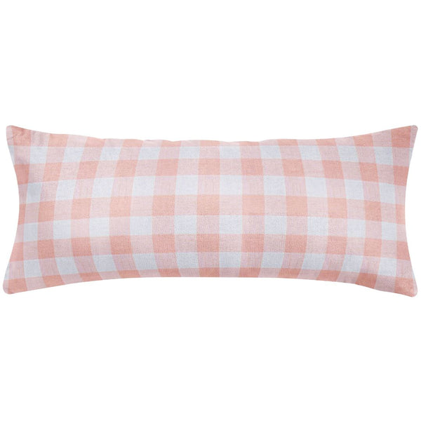 Gingham Coral 14x36 Decorative Pillow