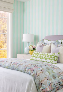 Versailles Stripe Aqua Wallpaper