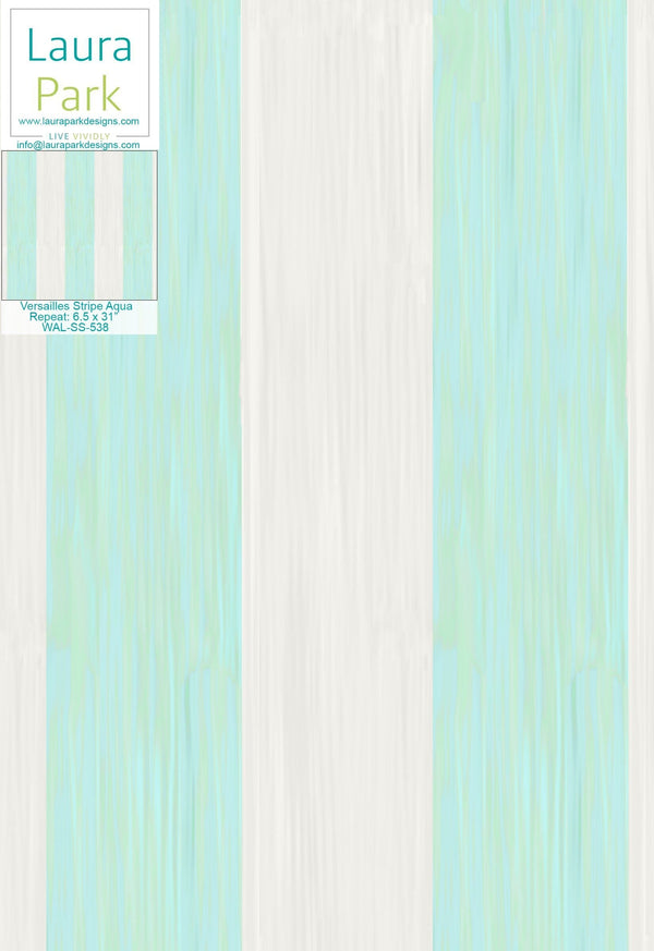Versailles Stripe Aqua Wallpaper