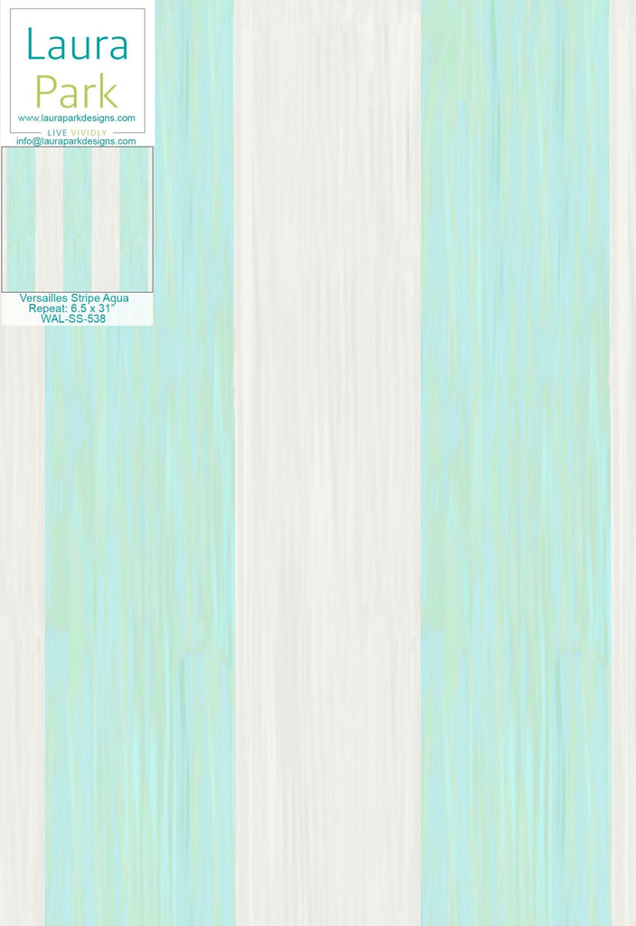 Versailles Stripe Aqua Wallpaper